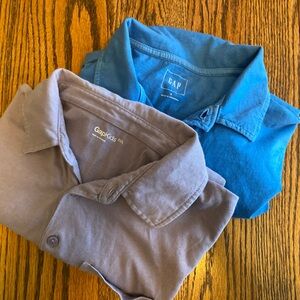 Two GAP polo golf shirts blue and purple
